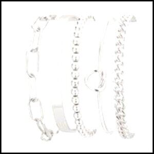 Sterling Silver Plated Cuff Bracelet Set Adjustable Stackable Trendy Minimal